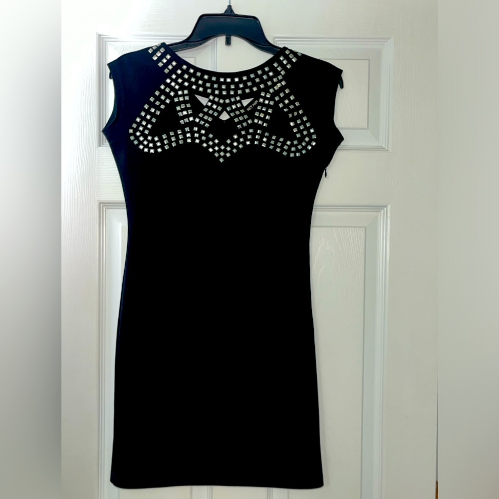 Black studded mini dress